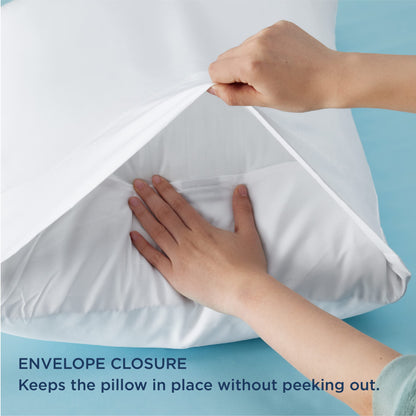 Bedsure Cooling Pillow Cases Queen Size Set of 2, Rayon Derived from Bamboo Cooling Pillowcases for Hot Sleepers, Soft & Silky Cool Pillow Covers with Envelope Closure, White, Gift, 20x30 Inches