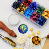 SWANGSA Initial Alphabet M Wax Seal Stamp Kit, Classic Retro Letter Sealing Stamp with 200pcs Sealing Wax Beads Kit for Wedding Invitations Cards Envelopes (M) SWANGSA