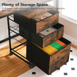 HOOBRO 3-Drawer Mobile File Cabinet, Vertical Filing Cabinet, Office Cabinet, Filing Cabinet for Home Office, Rolling Printer Stand, A4/Letter-Sized, Nonwovens Drawer, Rustic Brown BF30WJ01 HOOBRO