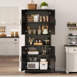 GarveeHome Tall Storage Cabinet, 70" Kitchen Pantry Cabinet with Doors and Adjustable Shelves, Rustic Wooden Cupboard for Dining Room, Living Room,Black GarveeHome
