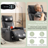 cinkehome Heated Massage Swivel Rocker Recliner Chair for Nursery - Small Space Reclining Chair with Lumbar Support, 360° Swivel & Gentle Rocking, Ergonomic High Back Faux Leather Black cinkehome