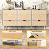 Anbuy 9 Drawer Dresser and Night stand Sets for Bedroom, One Drawer Nightstands Set of 2 & 9 Drawer Dresser Combo 3 Pieces (Natural) Anbuy