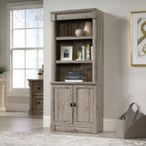 Sauder Palladia Library with Doors/Book Shelf, L: 29.37" x W: 13.9" x H: 71.85", Split Oak finish Sauder