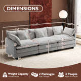 Ihanherry 111.4 Inch 3-Seater Cloud Sofa, Modular Sectional Couch, Modern Deep Seat Sofa for Living Room, Comfy Double Layer Upholstered Seat Cushion, Breathable Chenille Fabric, Grey Ihanherry