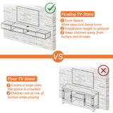 WAMPAT 70 inch Black Floating TV Stand, Entertainement Center Wall Mount for 75 inch TV, Media Console for Under TV with Storage for Living Room WAMPAT