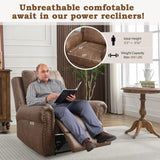 ANJ Electric Power Recliner Chair with USB Ports, Breathable Faux Leather Oversized Recliner with Comfortable Arms, Back and Headrest, Single Sofa for Living Room, Nut Brown ANJ