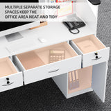 OUTGUAVA Modern Front Desk & Reception Desk with LED Lighting, 50-inch Retail Counter with Power Socket, DIY Stripe for Checkout, Lobby, Salon, Offices - White OUTGUAVA