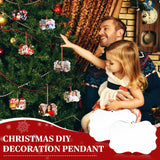 48 Pcs 4.3" x 2.8" Christmas Sublimation Ornament Blanks MDF Board Personalized Sublimation Printing Hanging Ornaments Christmas Ornaments Double Sided Heat Transfer Pendant with Rope for DIY Decor Yookeer