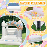Inflatable White Bounce House for Kids,12x10x10ft Inflatable Bounce House with Ball Pit & Blower,Indoor/Outdoor PVC Jumping Bouncy Castle for Kids Birthday Party, Wedding, Backyard Yiersanwin