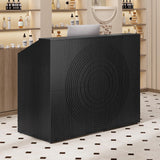 LITTLE TREE 47-Inch Reception Desk with Counter, Black Front Desk Reception Room Table, Retail Counter for Checkout, Modern Welcome Desk for Lobby, Office, Beauty Salon LITTLE TREE
