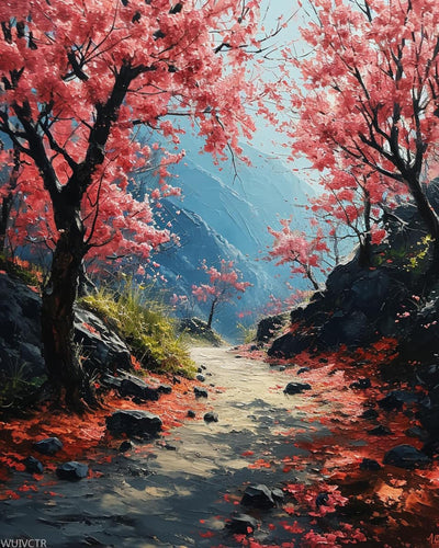 WUIVCTR Paint by Numbers, Dreamy Cherry Blossom Tree, 16x20 Inch Drawing with Brushes Winter Home Decor Christmas Gifts (Without Frame), Vibrant