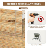 HousCa Blackout No Drill Bamboo Shades, Custom Cordless Bamboo Roman Shades Window Blinds, Natural 100% Bamboo and Linen Blinds for Windows, Deer Horn Brown HousCa