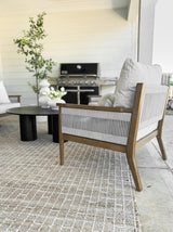 Nathan James Kayden Bohemian Wooden Upholstered Armchair, Outdoor Lounge Chair with Removable Cushion Covers and Solid Acacia Wood Frame, Light Brown Nathan James