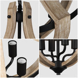 4-Light Farmhouse Dining Room Light Fixture, Adjustable Height Hanging Wood Vintage Pendant Lights for Kitchen Island Hallway Foyer Entryway Breakfast Area Bedroom Klgxnrd