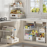 Corbyles 2 Pack Under Sink Organizer With Next-Gen Ball-Bearing Slides,2-Tier Pull Out Cabinet Storage,Height Adjustable Drawer Shelf for Bathroom,Kitchen,Laundry,Cabinet,Pantry(Patent Pending) Corbyles