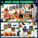 Blosssound 10 Set Halloween Pre Printed Canvas Pre Drawn Canvas Painting with Easel Kits 5" x 7" Outline Painting Panels for Beginners, DIY Craft Project, Party Favor, Home Decors Blosssound