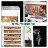 HNEBC LED Mirror Jewelry Cabinet,47.2" Wall Mounted Jewelry Organizer with Full-Length Mirror,Over The Door Hanging Jewelry Armoire Storage Cabinet,Folding Dresser,2 Drawers,Lockable, 3 Shelves(White) HNEBC