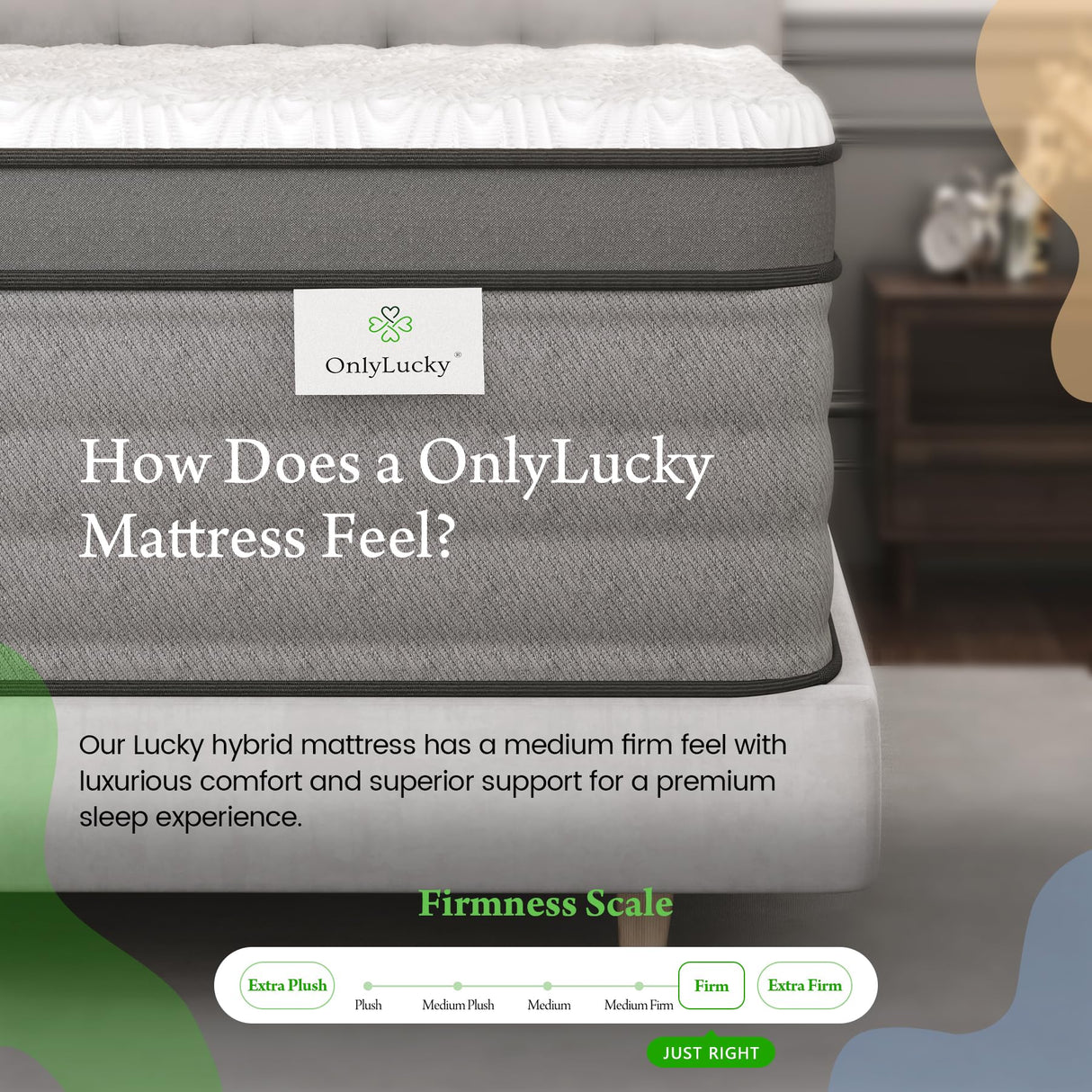 Onlylucky Firm King Size Mattress, 12 Inch Hybrid Gel Memory Foam King Mattress with Pocket Springs for Pressure Relief & Motion Isolation, Premier Comfort Night Sleep, Bed in a Box, CertiPUR-US Onlylucky