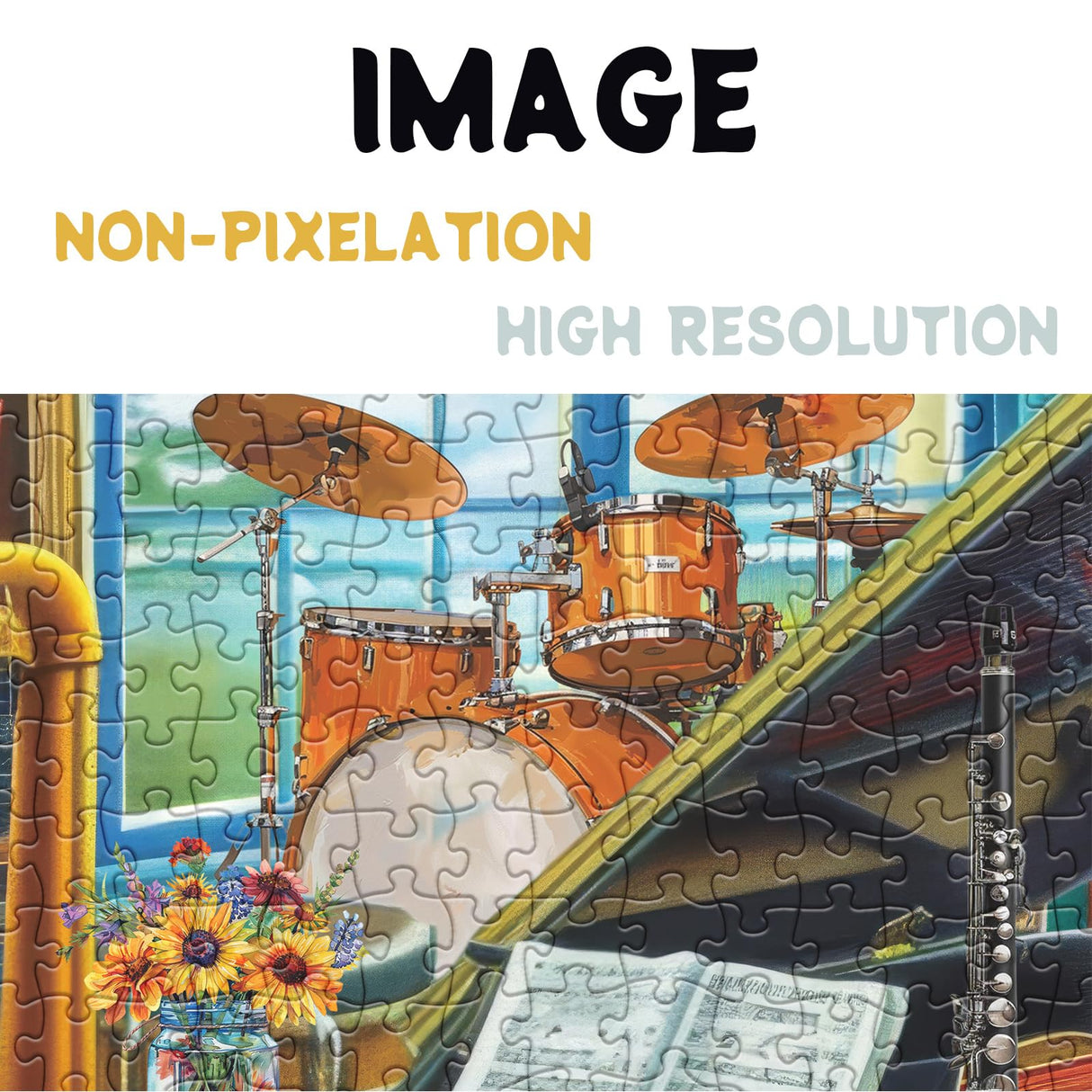 Music Room Puzzles for Adults 1000 Pieces, Pretty Musical Art Jigsaw Puzzles, Funny Cat Dog Puzzles BBOLDIN