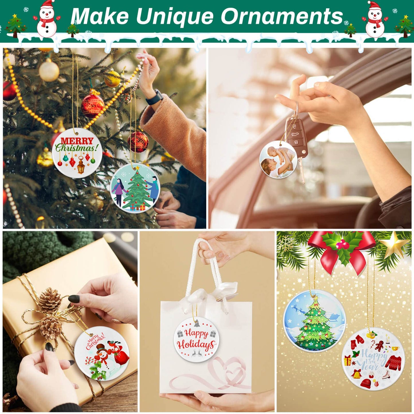 26 Pieces Ceramic Sublimation Ornaments Blanks, 2.87 Inches Ceramic Ornaments for Sublimation Christmas Ornaments Blanks Discs Ceramic Ornaments to Paint