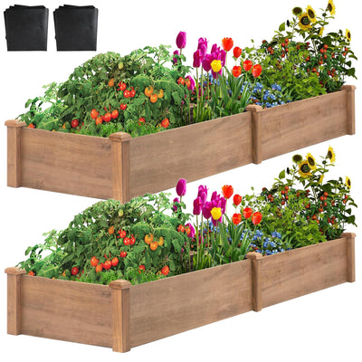 PetsCosset 8x2Ft(2 Pack) Raised Garden Bed – Planter Box for Outdoor Plants, Fir Wood Garden Beds for Vegetable, Herb, and Flower Cultivation – Easy Assemble
