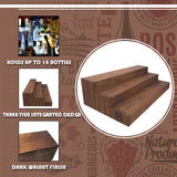 Liquor Bottle Stand - 24 Inch 3 Tier Liquor Bar Bottle Display Shelf, Holds 18 Bottles, Real Wood, No Installation Required (Dark Walnut) Tongmo