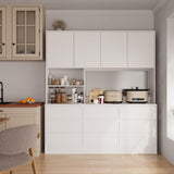 Jiaoun 78x71 LED Kitchen Pantry Cabinets with Microwave Stand,Socket,Large/Tall Kitchen Storage Cabinet with 6 Compartments and 9 Drawers,Duitable for Restaurants,Kitchens Jiaoun