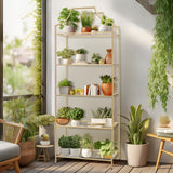 GIFTTROVE 5 Tier Bookshelf, Metal Book Shelf for Storage, Tall Storage Display Bookcase, Modern Open Book Case for Bedroom, Living Room, Glass Office Organization Shelf, 66.3" X 26" X 13" GIFTTROVE