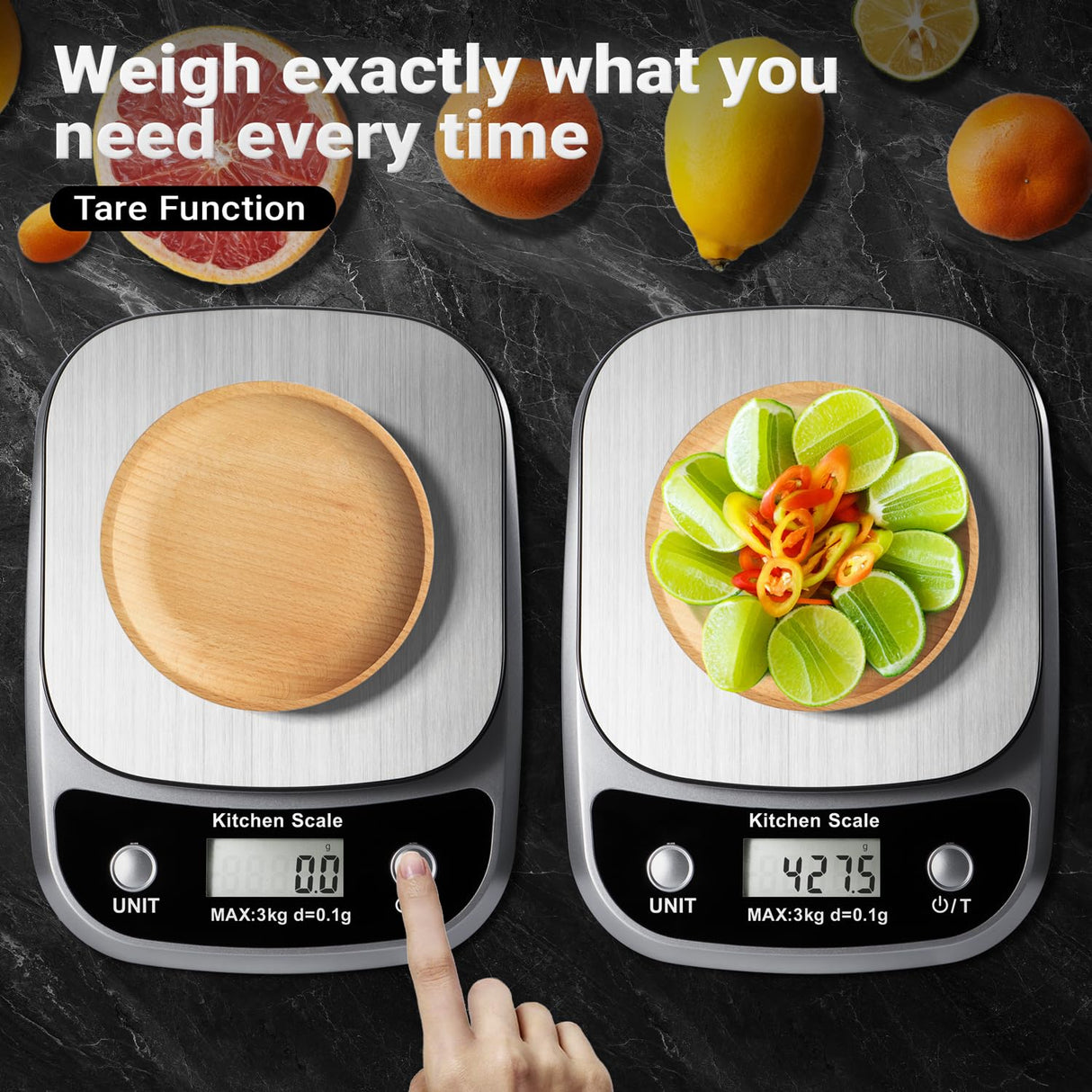 GRAM PRES Food Kitchen Scale Digital Weight Grams and Oz，Professional Small Digital Kitchen Food Scales 3kg/0.1g for Weight Loss GRAM PRES