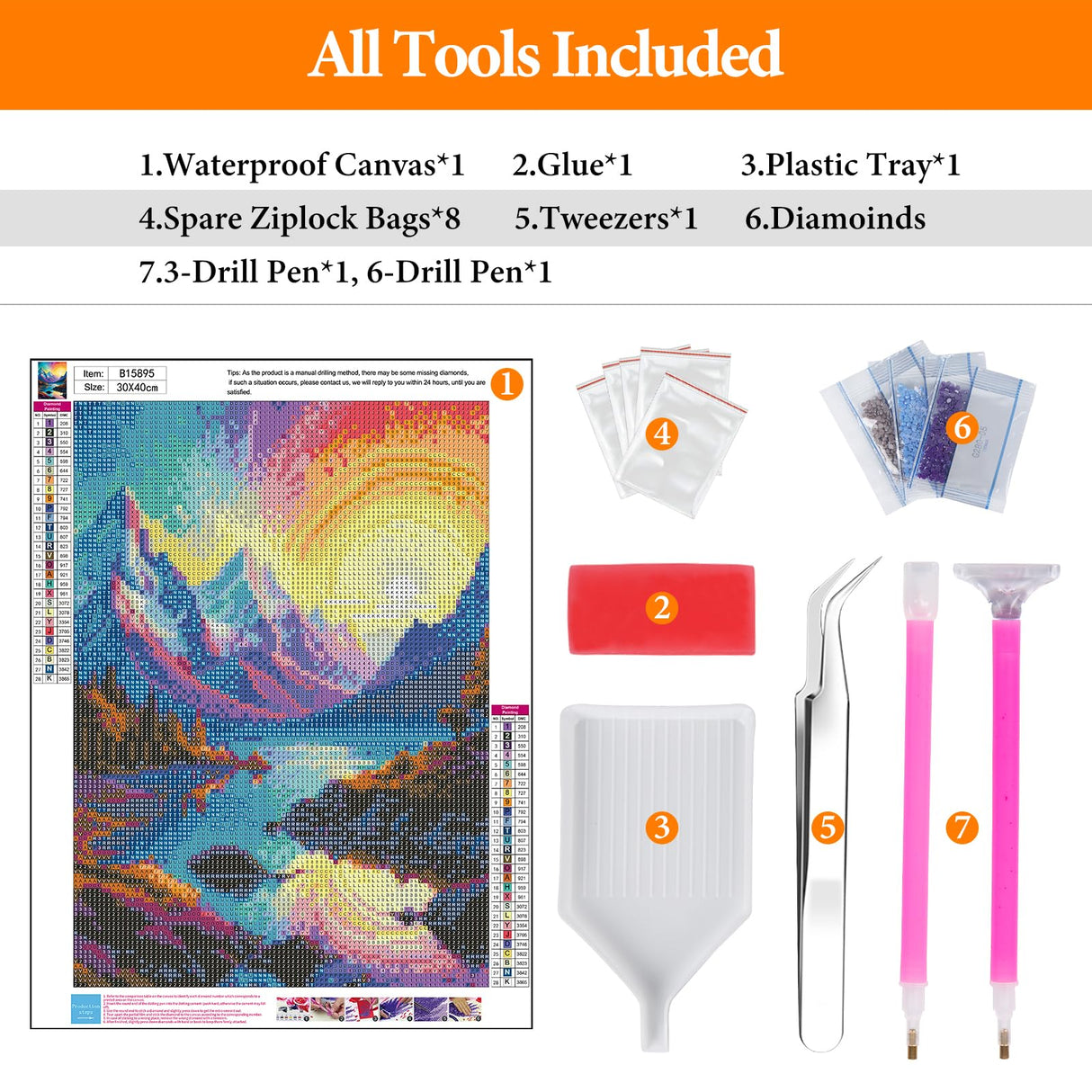 Offito Rainbow Sunset Diamond Art Kits for Adults, Mountains Lake Diamond Painting Kits for Beginners, Fantasy Landscape DIY Full Drill Dots Gem Art Paint for Home Wall Decor 12 x 16 Inch Offito
