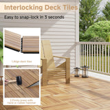 Rovibek 10PCS Deck Tiles, 12" x 12" Interlocking Deck Tiles Outdoor Waterproof, Acacia Wood Outdoor Deck Tiles All Weather for Balcony Poolside Backyard Outdoor Patio Flooring, Striped Yellow Rovibek