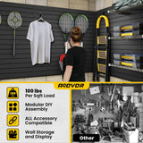 AQOVOR Slat Wall Paneling 4x4 FT, PVC Slat Wall Panels Heavy-Duty Garage Organization System with Hooks & Accessories, Slatwall Pegboard Suitable for Home、Garage、Shop Display & Organization (Black) AQOVOR