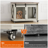 IDEALHOUSE 37'' Dog Crate Furniture Side End Table with Flip Top and Movable Divider, Wooden Dog Crate Table Large, Style Dog Kennel Side End Table, White IDEALHOUSE