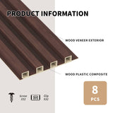 POHARE WPC Slat Wall Panels, 8 Pack Accent Decorative Acoustic Wood Slats for Wall and Ceilings, Acoustic Panels for Interior Wall Modern Décor, Walnut, 95 x 6 in POHARE