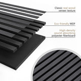eazart Acoustic Wood Veneer Slat Wall Panels for Interior Wall and Ceilings Decor | Sound-Absorbing Felt Board | 3D Sound Proof Decorative Panels | 94.49” x 23.62” Each Box | 2 Pack | Natural Black eazart