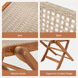 JFHID 5 Piece Outdoor Patio Dining Set, Acacia Wood Outdoor Table and Chairs with Wheels, Farmhouse Style Portable Dining Set for Backyard, Deck & Poolside JFHID