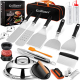 Grilliance 27pcs Blackstone Griddle Accessories Kit, Flat Top Grill Tools for Camp Chef，Hibachi Enlarged Spatula Gift Set with Basting Cover，Burger Press Patty Maker for Outdoor BBQ Teppanyaki Grilliance