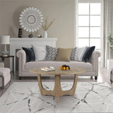 FINECASA Wooden Round Coffee Table Curved Leg, Accent Couch,Home Decoration, Living Room Tables, 36 x 18 Inches, Natural FINECASA