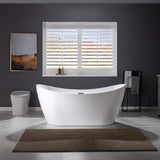 WOODBRIDGE 67" Acrylic Freestanding Bathtub Contemporary Soaking White Tub with Matte Black Overflow and Drain,B0010-MB WOODBRIDGE