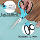 Asdirne Fabric Scissors, Scissors Set with Sharp Stainless Steel Blade and Soft Handles, Including Sewing Scissors, Craft Scissors and Embroidery Scissors, 3PCs, Blue/Black Asdirne