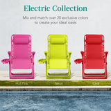 Best Choice Products Adjustable Zero Gravity Chair, Monochromatic Color Folding Patio Recliner w/Side Tray, Headrest - Hot Pink Best Choice Products