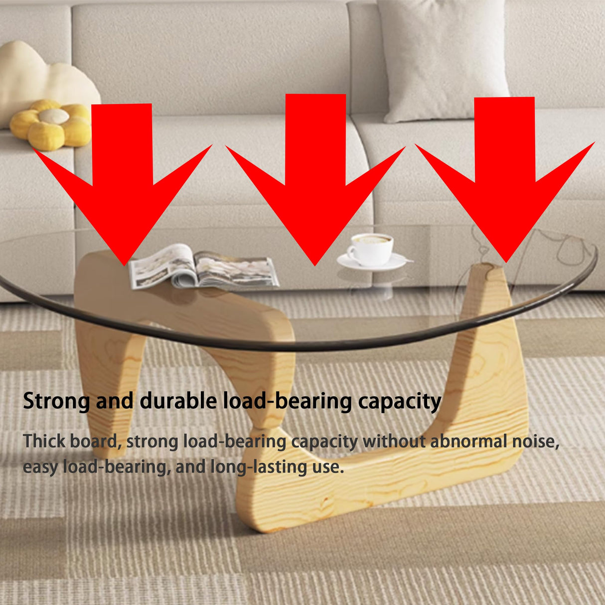 Modern Glass Coffee Table, 32.68" D x 22.44" W x 15.75" H, Abstract Round Tea Tables for Living Room Home Office Industrial Cocktail Tables (Log-Clear Glass/32.68") 1 EasySoul