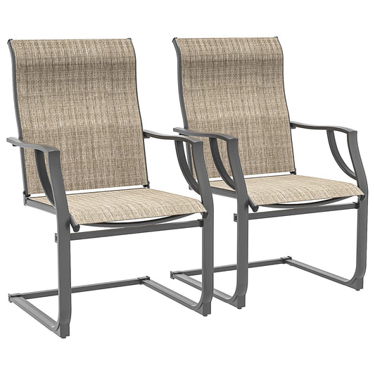 Amopatio Patio Chairs Set of 2, Outdoor Dining Chairs for All Weather, Breathable Patio Dining Chairs Outdoor Furniture for Backyard Deck, Brown