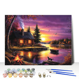 MAXBYE Lake House Paint by Numbers Kits for Adults Beginner, Autumn Landscape Adult Paint by Number On Canvas, Easy Oil Painting Kits for Home Wall Decor Gift 16x20 Inch MAXBYE
