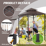 Decomax 8'X8' Grill Gazebo Canopy - Heavy Duty Steel Frame, Double Tiered Grill Canopy for Outdoor Grill W/Shelves, Ceiling Hooks and Ground Stakes, Outdoor Patio Canopy Tent BBQ Gazebo for Backyard Decomax