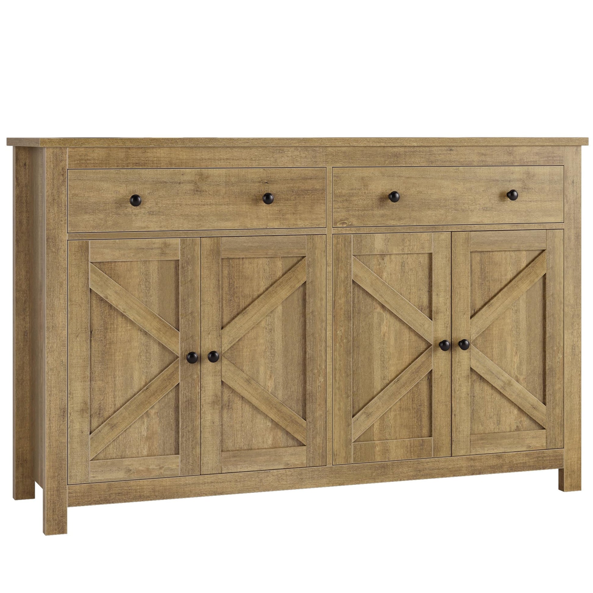 FOTOSOK Sideboard Buffet Cabinet with Storage, 55.1" Large Buffet Cabinet Kitchen Cabinet with Shelves and Doors, Farmhouse Coffee Bar Cabinet Wood Buffet Table Sideboard for Kitchen, Rustic  - WoodArtSupply