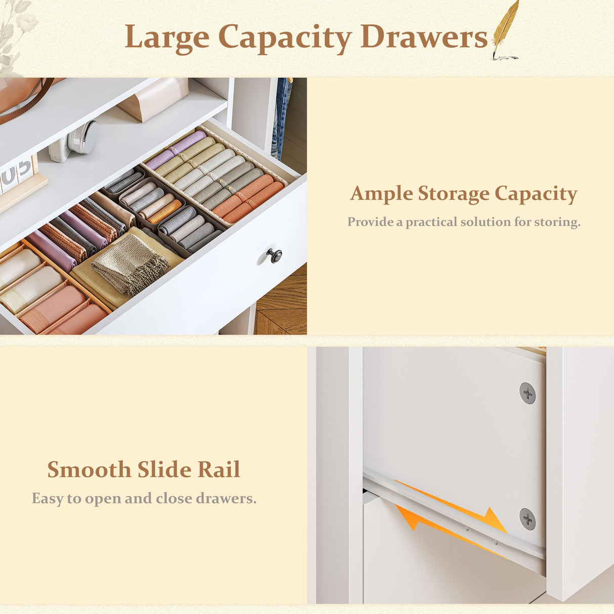 Homkdom White Dresser with LED Light, Tall Dresser with 4 Drawers & 1 Shelves, Chest of Drawers for Bedroom, Hallway, Entryway, 43.4" H x 27.6" W x15.8 D Homkdom