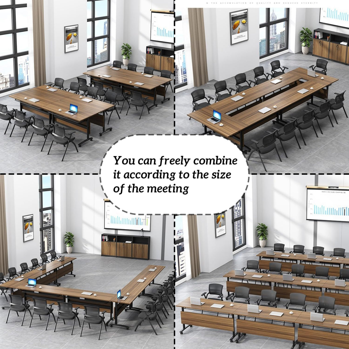 LKATOR Foldable Conference Table,Modern Mobile Meeting Table with Silent Wheels,Mobile Training Table for Training Rooms,Rolling Conference Room Tables for Office,Classroom (6pack 61 * 21.6 * 29.5) LKATOR