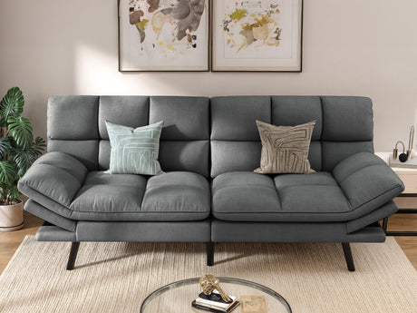 DWVO Multifunctional Futon Sofa Bed, Convertible Sleeper Sofa, 70" Folding Futon Set for Living Room Home Office Aprtment, Modern Folding Couch with Adjustable Backrest & Armrests, Grey DWVO