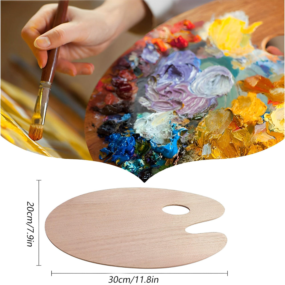 Dxlam Palette Wooden Paint Palette, 2PCS Painting Palette Paint Tray Palettes for Acrylic Watercolor Oil Paint DIY Art Craft Painting Dxlam